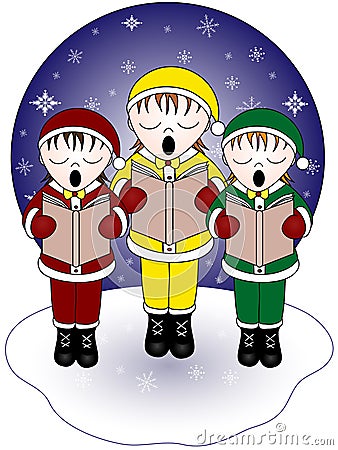 Christmas carolers. Vector Illustration