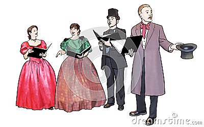 Christmas Carolers Stock Photo