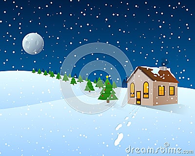 Christmas Cartoon Clipart - Winter Scenery Stock Photo