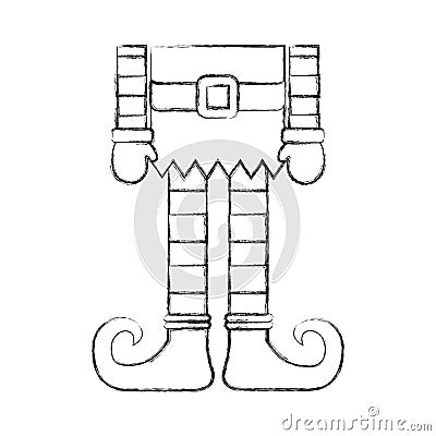 Christmas cartoon elf`s legs Vector Illustration