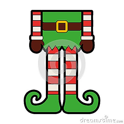 Christmas cartoon elf`s legs Vector Illustration