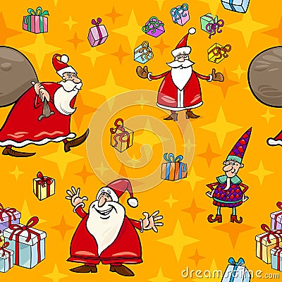 Christmas cartoon seamless pattern wrapper Vector Illustration