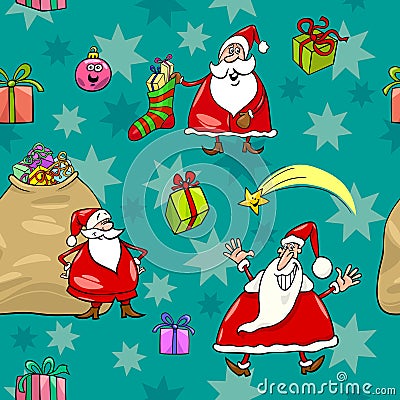 Christmas cartoon seamless pattern wrapper Vector Illustration