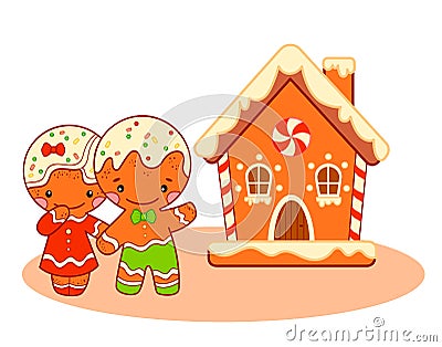 Christmas cartoons clip art. Christmas Gingerbread house clipart vector illustration Vector Illustration