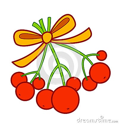 Christmas cartoons clip art. Viscum and berries vector illustration Vector Illustration