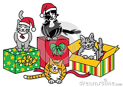 Christmas Cats 2 Vector Illustration