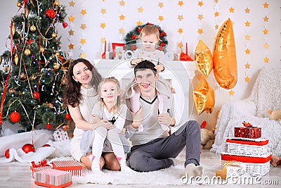 Merry Christmas celebration. Beautiful family. Christmas miracles Stock Photo