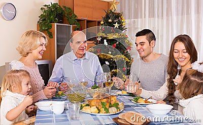 Christmas celebration in the bosom of family Stock Photo