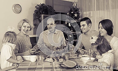 Christmas celebration in the bosom of family Stock Photo