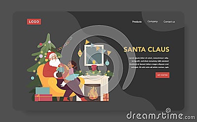Christmas celebration dark mode or night mode web banner or landing Vector Illustration