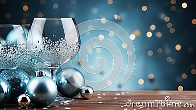 Christmas celebration holiday banner. Festive balls and gifts close up Stock Photo