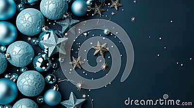 Christmas celebration holiday banner. Festive balls and gifts close up Stock Photo