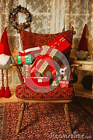 Christmas chairwith presets, vintage Stock Photo