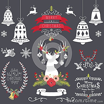 Christmas Chalkboard Collection Vector Illustration