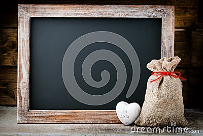 Christmas chalkboard with decoration. Stock Photo