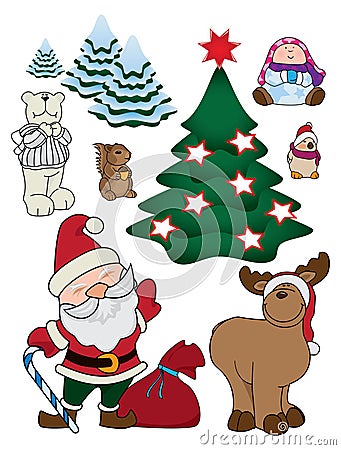 Christmas character set Vector Illustration