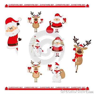 Christmas characters set Vector Illustration