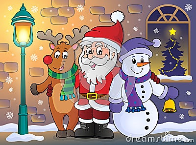 Christmas characters on sidewalk theme 1 Vector Illustration