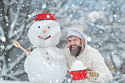 Christmas chef. Handsome Santa Claus cook. Christmas cookery. Stock Photo