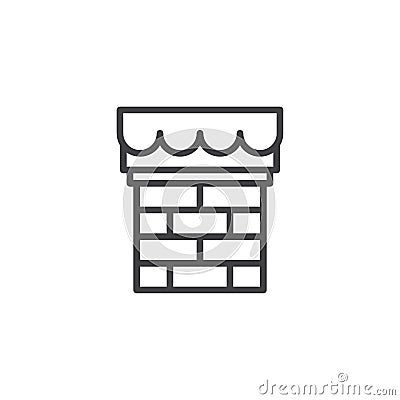 Christmas chimney line icon Vector Illustration