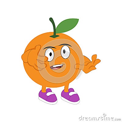 Orange Kawaii Cartoon Fruit Vector Illustration Stock Photo