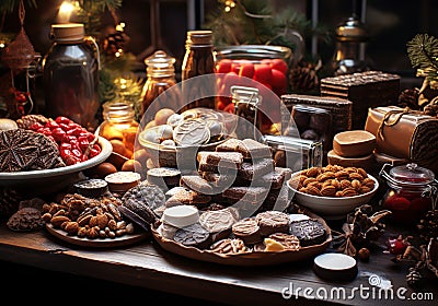 Christmas chocolate praline cookies. AI generative Stock Photo