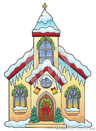 Christmas church building theme image 1 Vector Illustration