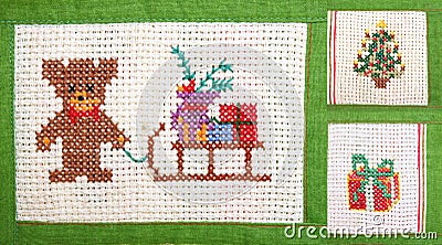 Christmas collage - embroider Stock Photo