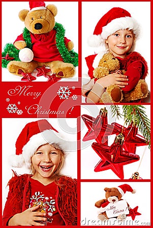 Christmas collage in red Stock Photo