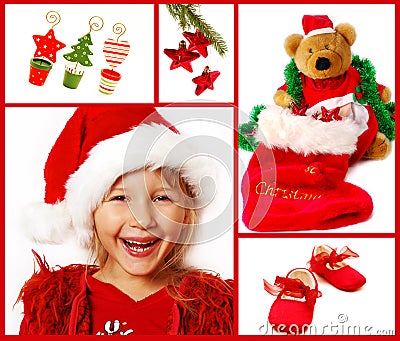 Christmas collage in red Stock Photo