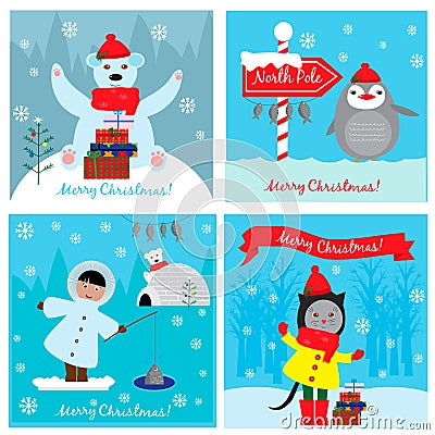 Christmas collection cards Vector Illustration