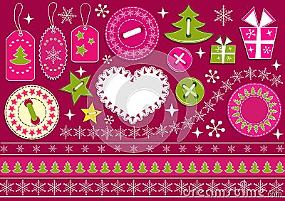 Christmas collection for scrapbook. Vector Illustration