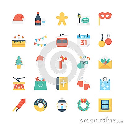 Christmas Colored Vector Icons 4 Stock Photo