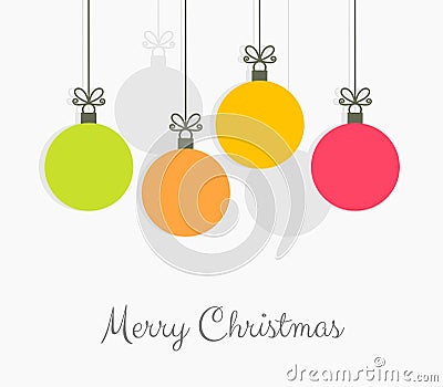 Christmas colorful balls hanging ornaments Vector Illustration