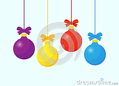 Christmas colorful balls icons. Vector Illustration