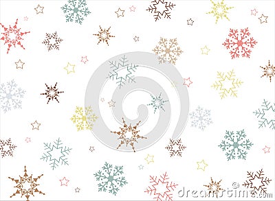 Christmas colorful snowflake pattern background. Vector Illustration