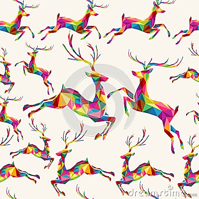 Christmas colorful triangle reindeer seamless pattern Vector Illustration