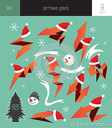 Christmas Colorful vector arrows elements Vector Illustration