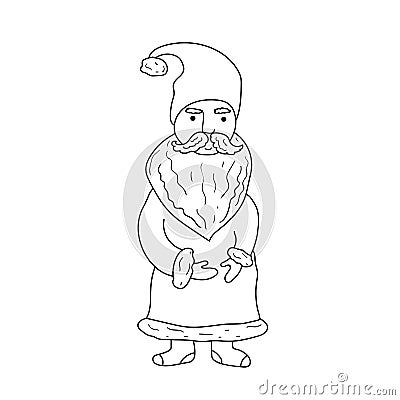 Christmas coloring book page. Funny hand drawn Santa illustration Cartoon Illustration