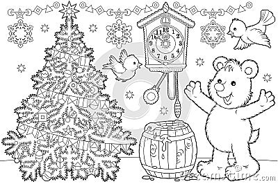 Christmas coloring page Cartoon Illustration