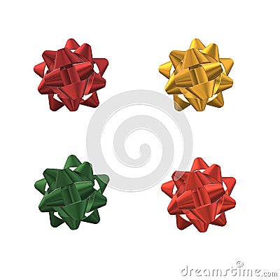 Christmas colors gift bow red green yellow Stock Photo
