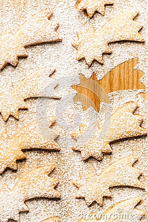 Christmas comet star with powdered sugar Stock Photo