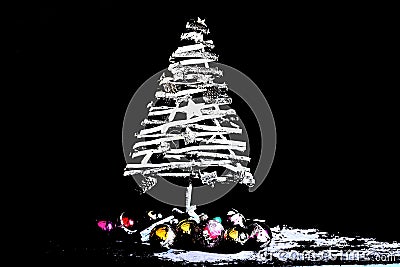 The Christmas tree on a black background Stock Photo