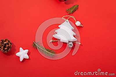A Christmas composition consisting of Christmas tree Stock Photo