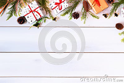 Christmas composition. Christmas fir tree branches, Stock Photo