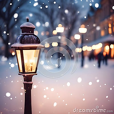 Christmas concept - latern outdoor with ligts Stock Photo