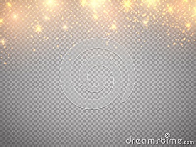 Christmas concept. Vector gold glitter particles background effect. Fallen glow magic stars Vector Illustration