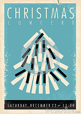 Christmas concert retro poster design idea Vector Illustration