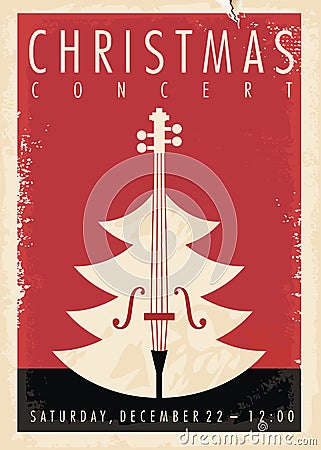 Christmas concert retro poster design Vector Illustration