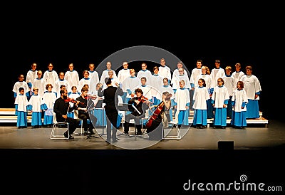 Christmas concert by young choral voices Blavets de lluc spectacle Editorial Stock Photo